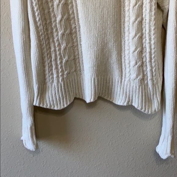 Gianni Bini Crop Cable Knit Chenille Sweater Sz L - Picture 2 of 6